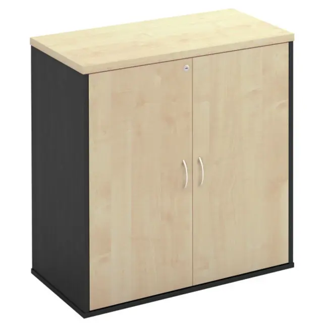 Ντουλάπι Γραφείου Δίφυλλο 2 Ράφια Dark Grey/Beech Μελαμίνη 80x40x82cm