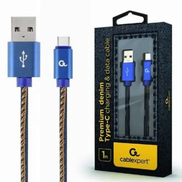 Καλώδιο usb type-C Cablexpert 1m jean denim