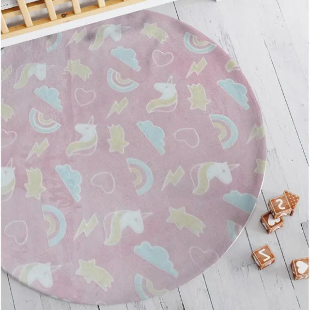 Παιδικό Χαλί Unicorn Στρογγυλό 120 cm Ροζ 120 cm Ροζ 120 cm