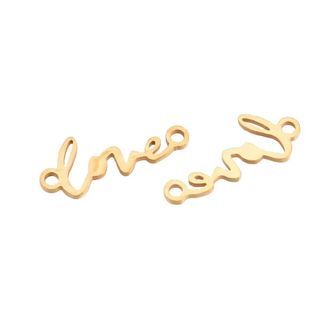 Σύνδεσμος Love 19x8x1mm - Ανοξείδωτο Ατσάλι 201 Golden - 4τεμ