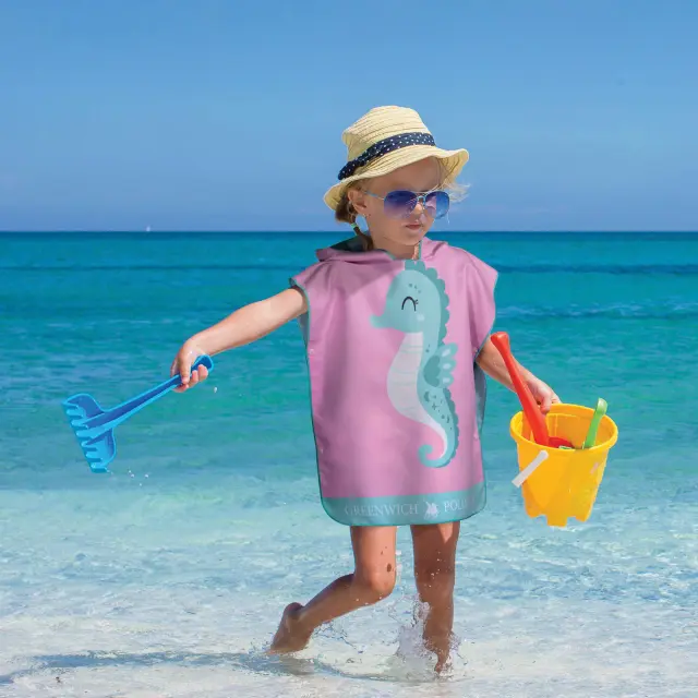 Πόντσο 50x115 280gsm Greenwich Polo Club Junior 4176 Pink-Mint 100% Microfiber 2