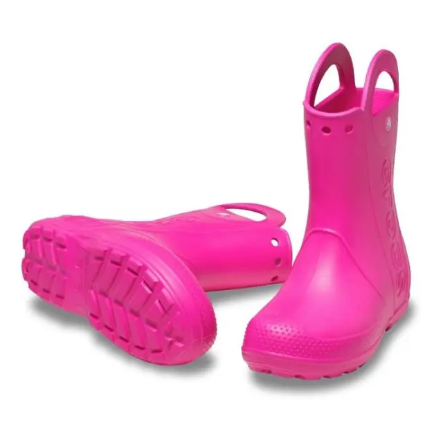Παιδικές Γαλότσες Crocs Handle Rain Pink Crush (Μεγέθη 28-31) ΡΟΖ 2