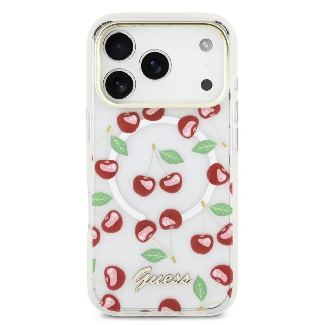 Guess IML Glitter Cherry MagSafe Case for iPhone 17 Pro 3