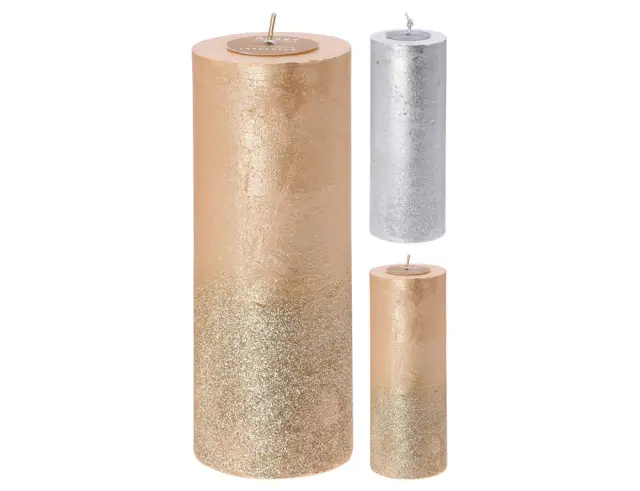 Kερί pillar με γκλίτερ 7x17cm, σε 2 επιλογές χρώματος ACC690670 2