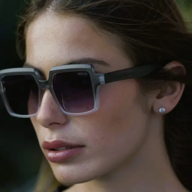 Ghetto Ladies Square Sunglasses ClearGray Frame 2