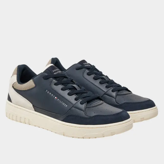 Tommy Hilfiger – Ανδρικά Δερμάτινα Sneakers Th Basket Core Lth Mix Ess FM0FM05058-0F5 Μπλε - 44 2