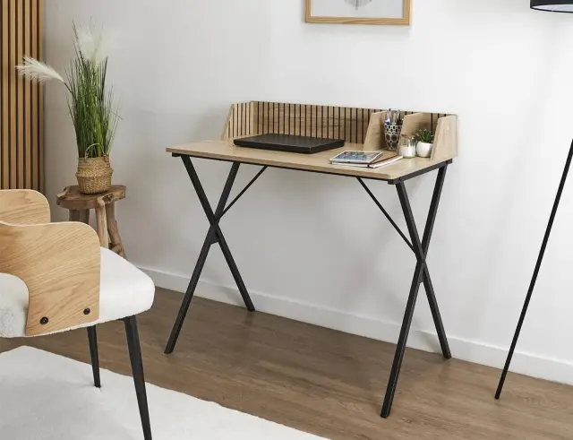 Γραφείο Klaus Home Deco Factory με 2 διαμερίσματα αποθήκευσης και διαστάσεις 90x50x84.5cm HD0380FS 3