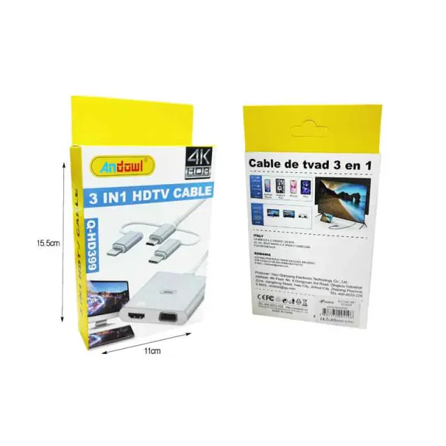 Andowl HDTV Καλώδιο 3 σε 1 Q-HD399 - HDTV Cable 075887 2