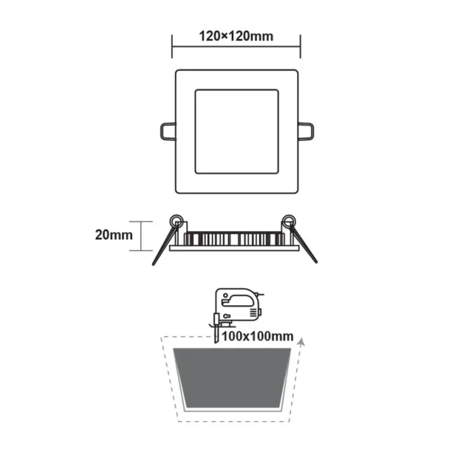 LED ΠΑΝΕΛ ΧΩΝΕΥΤΟ 230V AC 6W 3000K 450LM Ra80 Φ118mm ΛΕΥΚΟ ΤΕΤΡΑΓΩΝΟ / PENU630SW 2