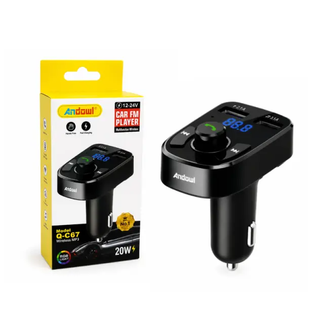 Andowl FM Transmitter Αυτοκινήτου Q-C67 Bluetooth 5.3 20W με 2 USB - Q-C67 Bluetooth 5.3 20W Car FM Transmitter with Dual USB 0751239