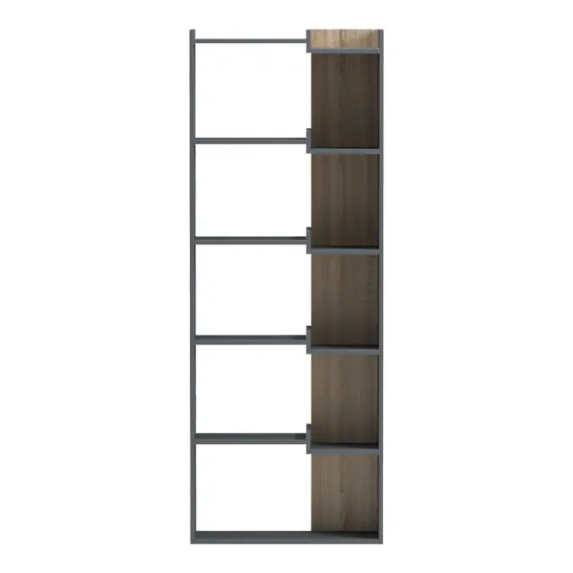 Βιβλιοθήκη Corpus pakoworld ανθρακί-sonoma 61x22x162εκ 2