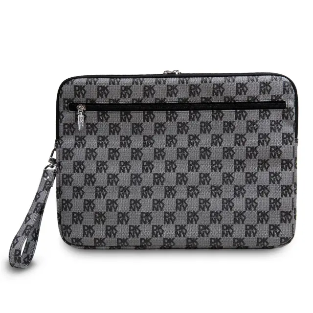 DKNY PU Leather Checkered Pattern and Stripe Computer Sleeve 13/14" Black 3