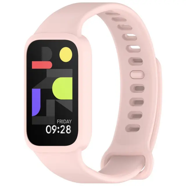 Λουράκι Σιλικόνης με Θήκη για Xiaomi Redmi Band 3/ 9 Active- Baby Pink OEM 2