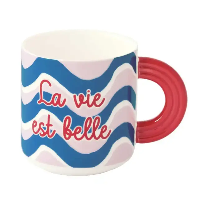 Easy Life Κούπα Πορσελάνης Energy La Vie Est Belle 8,5x10cm 350ml Λευκή
