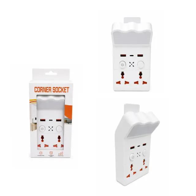 Πολυλειτουργική Γωνιακή Πρίζα με Φωτισμό LED, USB & Type-C - Multifunction Corner Socket with LED Light, USB & Type-C 030271