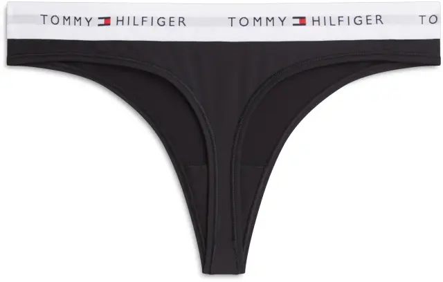Tommy Hilfiger Γυναικείο String Signature Logo Microfibre Thong, Χρώμα Μαύρο 2
