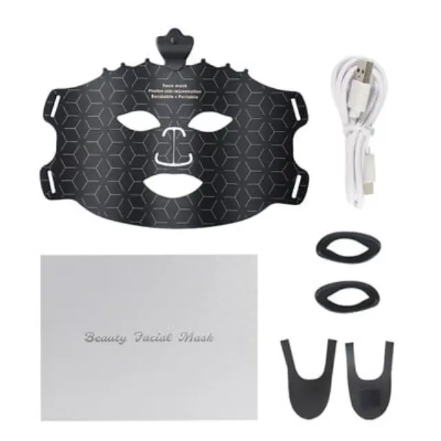 Μάσκα προσώπου 7 χρωμάτων LED 80 τμχ Bead Flexible Soft Silicone Therapy Mask Pore Acne Anti Oil Recrement Enhance Cellular Repair 3