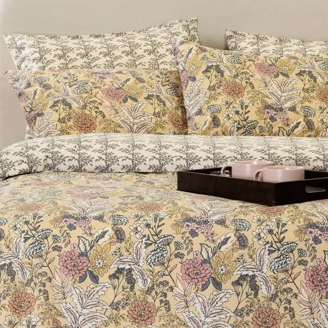 Παπλωματοθήκη 225x245 Υπέρδιπλη Ultra Line Melinen Eduarda Beige 100% βαμβακερό 2