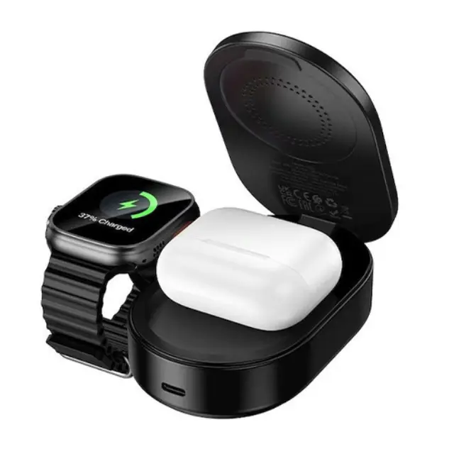 Hoco Ασύρματος Φορτιστής 3 σε 1 Qi2 25W Power Delivery Μαύρος (CQ23) 3