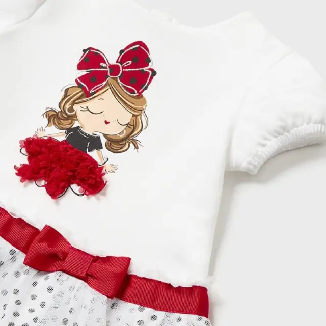 Baby 6 μηνών έως 4 ετών Φόρεμα συνδυασμένο με τούλι πουά λευκό - 18M 3