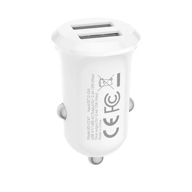XO CC67 Mini Smart Dual USB Φορτιστής αυτοκινήτου 2.4A 16.006.0365 3