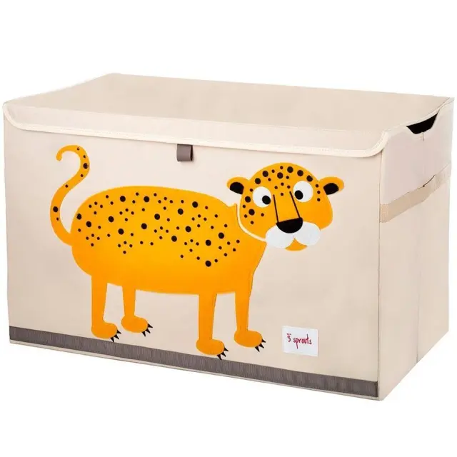 3 sprouts Καλάθι Για Παιχνίδια Με Καπάκι Leopard Orange - 0696859272554 - 0317-ITCLEO