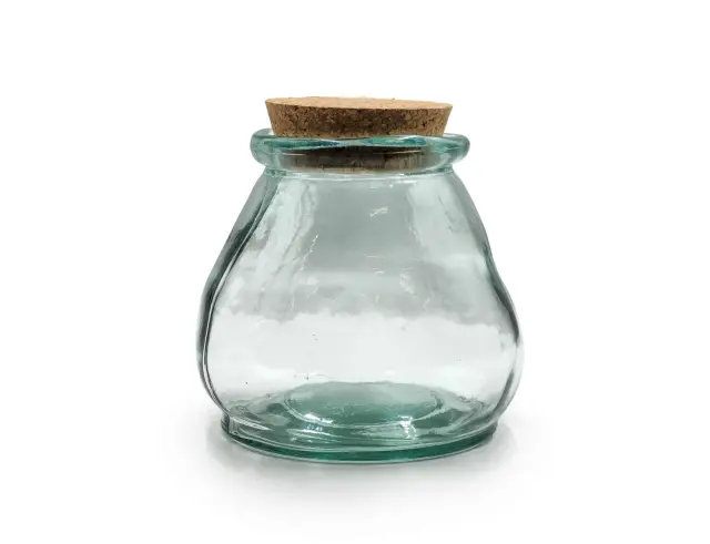 Δοχείο με πώμα φελλού Glass Drops Sac (5918) Aπό 100% ανακυκλωμένο γυαλί, Xωρητικότητας 800ml, Διαστάσεων Ø 12 x Υ 12 cm 5918 2