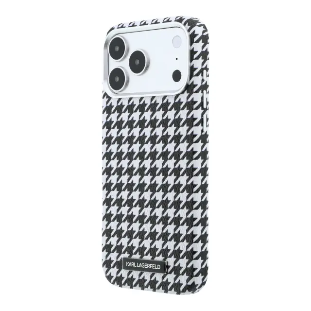 Karl Lagerfeld PU Houndstooth Resin Plate MagSafe Case for iPhone 17 Pro Max Black 2