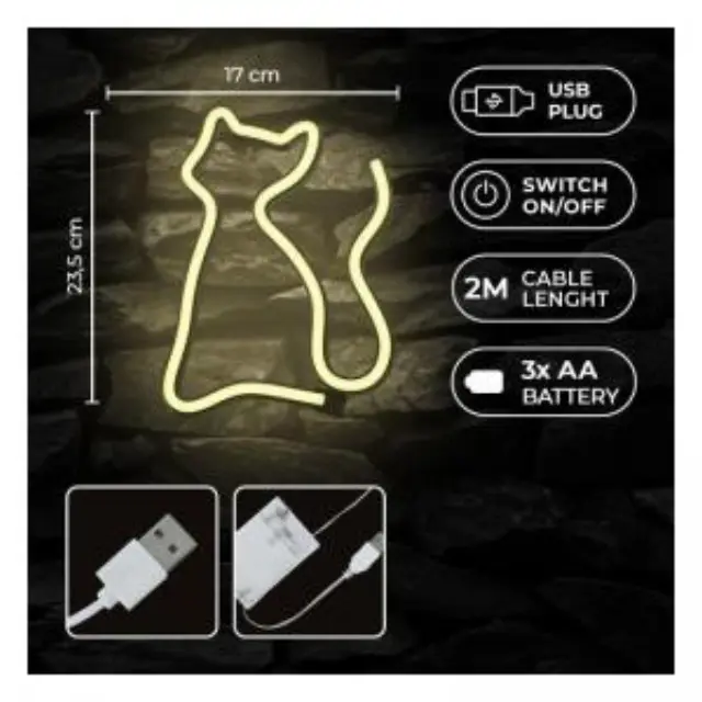 Neon LED Forever Light FLNEO3 CAT (USB/Μπαταρίας & On/Off) Θερμό Λευκό N64426 3