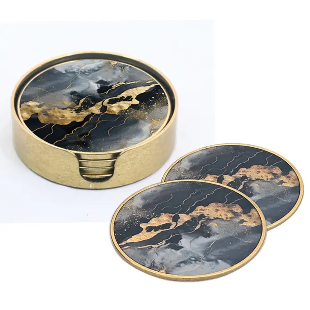 Σουβέρ σετ/4 "marble" 11cm Zaros 26015 HE404