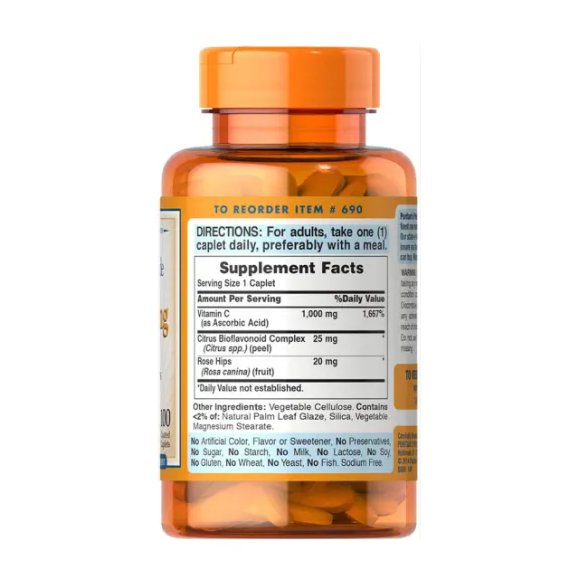 Puritan's Pride Vitamin C-1000 mg with Bioflavonoids & Rose Hips 2