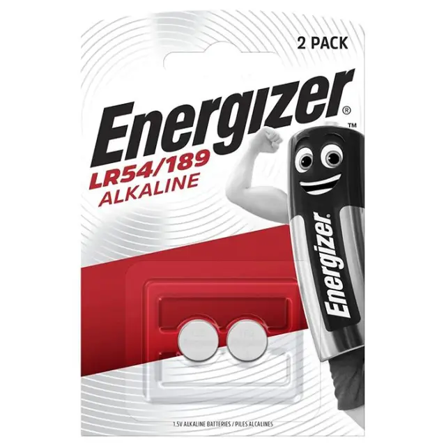 Αλκαλικές μπαταρίες Energizer LR54/189, σε blister 2 μπαταριών.