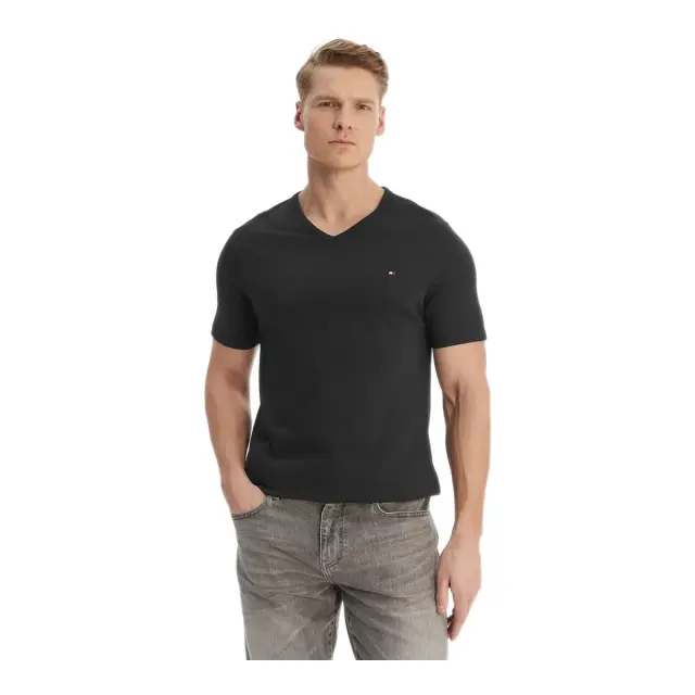 Tommy Hilfiger Ανδρικό Φανελάκι Signature Jersey με Λαιμόκοψη V - Τριπλό Πακέτο, Χρώμα Μαύρο-Μαύρο-Μαύρο 2
