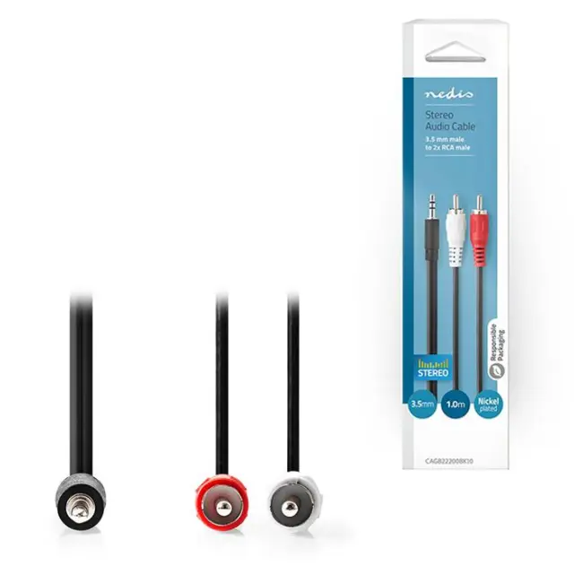 Καλώδιο ήχου 3.5mm Stereo αρσ. - 2x RCA αρσ., 1.00m.