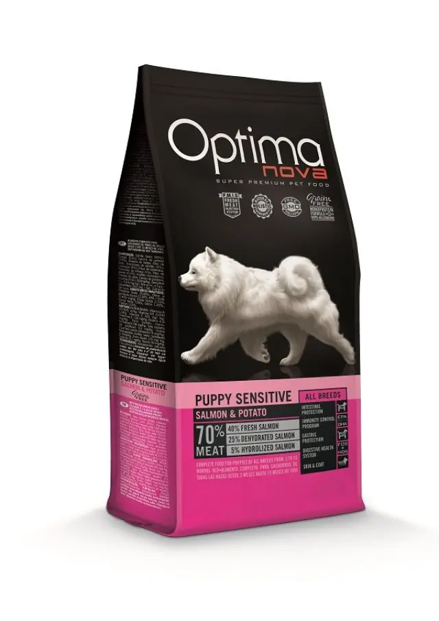Optima Nova Puppy Sensitive Salmon & Potato Ξηρά Τροφή Κουταβιού Χωρίς Σιτηρά με Σολομό & Πατάτα 2kg