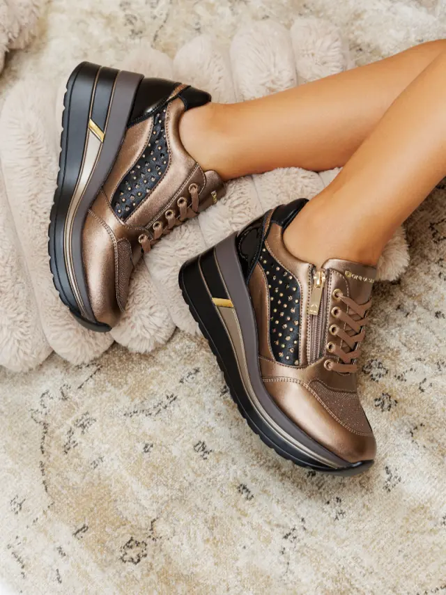 Donna Serena Sneakers Γυναικείο δέρμα/ύφασμα Μπρονζέ DSE/5717 BRONZO/NERO - 36 2
