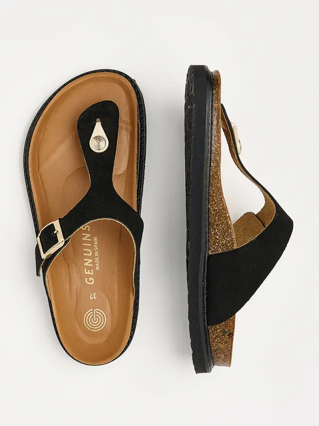 Genuins Πέδιλα Γυναικείο δέρμα suede Μαύρο GEN/ROSAS VELOUR BLACK 3