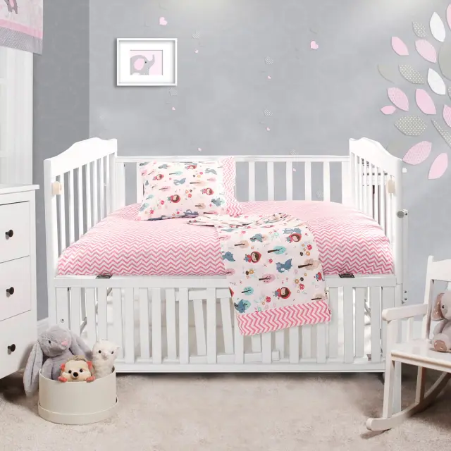 Σετ Σεντόνια Κούνιας 70x140+15 Beauty Home 5178 Ροζ Με Λάστιχο100% Βαμβακοσατέν