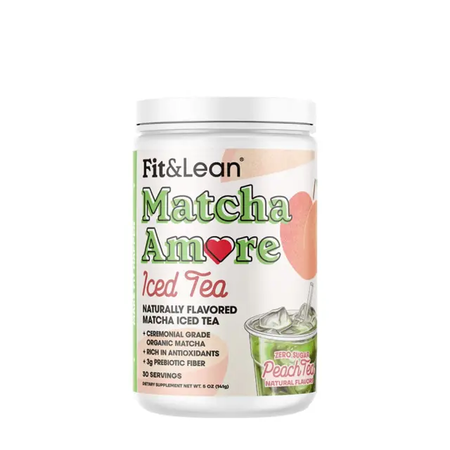 Fit & Lean Matcha Amore - Iced Tea Peach Iced Tea, 30 Servings