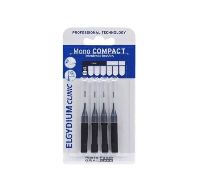 Elgydium Clinic Mono Compact Μεσοδόντια Βουρτσάκια 4pcs - Μαύρο 0.35mm