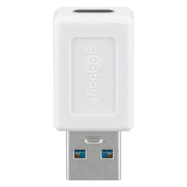 Αντάπτορας USB 3.2 Gen 1x1 A αρσ. - USB-C θηλ., σε λευκό χρώμα.