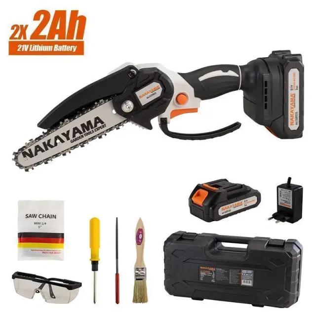 Nakayama EC1050 - Κλαδευτικό Αλυσοπρίονο Μπαταρίας 21V, Brushless με Λάμα 15cm ,825gr με Φορτιστή + 2 Μπαταρίες 2Ah (2x 2Ah) (075028)