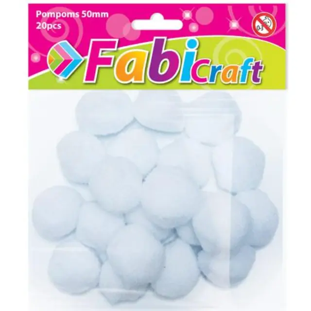 Pompoms Fabi 5cm 20τεμ Άσπρο