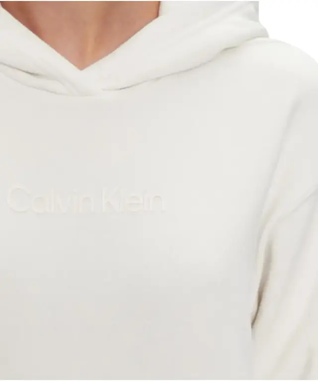 Calvin Klein - Γυναικείο Φούτερ Cotton Terry Logo Hoodie 00GWS3W300-YBI Λευκό 3