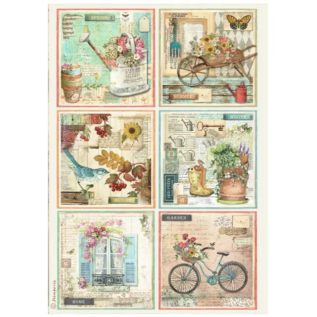 Ριζόχαρτο ντεκουπάζ Stamperia 21x29cm A4, Garden, 6 Cards