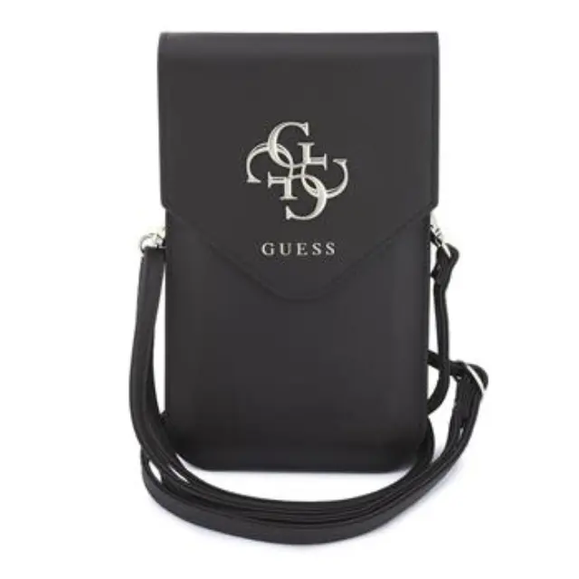 Guess PU Grained 4G Metal Logo Phone Bag Dark Brown