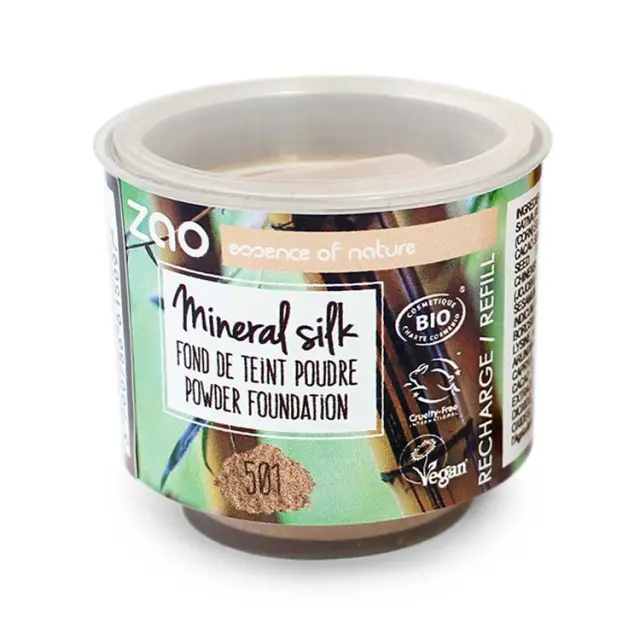 Zao Organic Mineral Silk Refill – Βιολογικό foundation σε πούδρα (Ανταλλακτικό) - 501_Beige clair