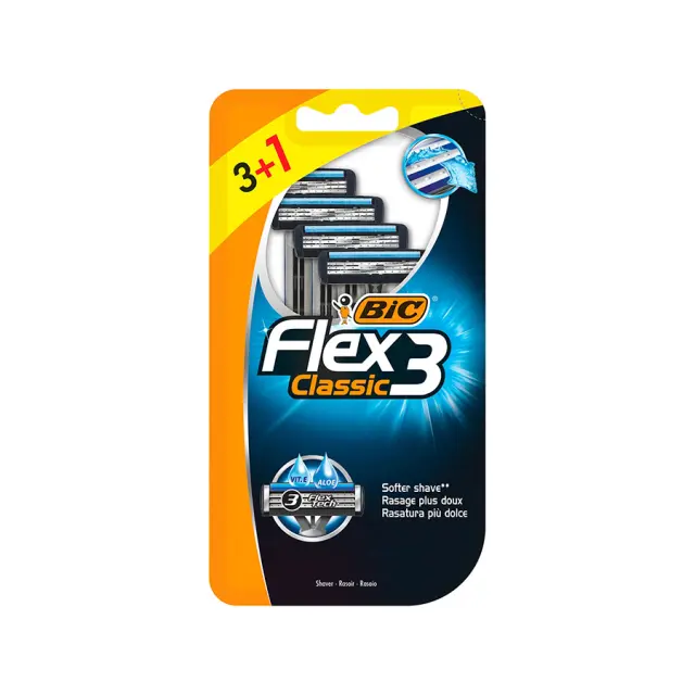 Bic Flex 3 Classic Ξυραφάκια μιας Χρήσης με 3 Λεπίδες & Λιπαντική Ταινία 4τμχ