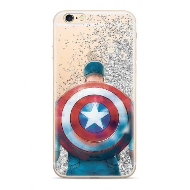Captain America Liquid Glitter Back Cover Προστατευτική Θήκη Σιλικόνης για iPhone Xs Max- Multicolor