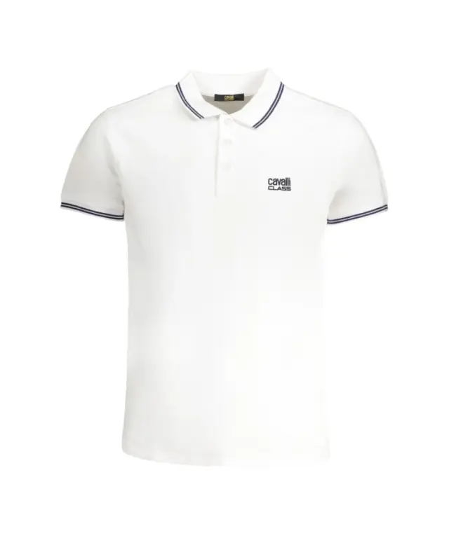 Cavalli Class - Ανδρική Μπλούζα Κοντομάνικη Polo Πικέ QXT64YKB002-00533 Λευκό